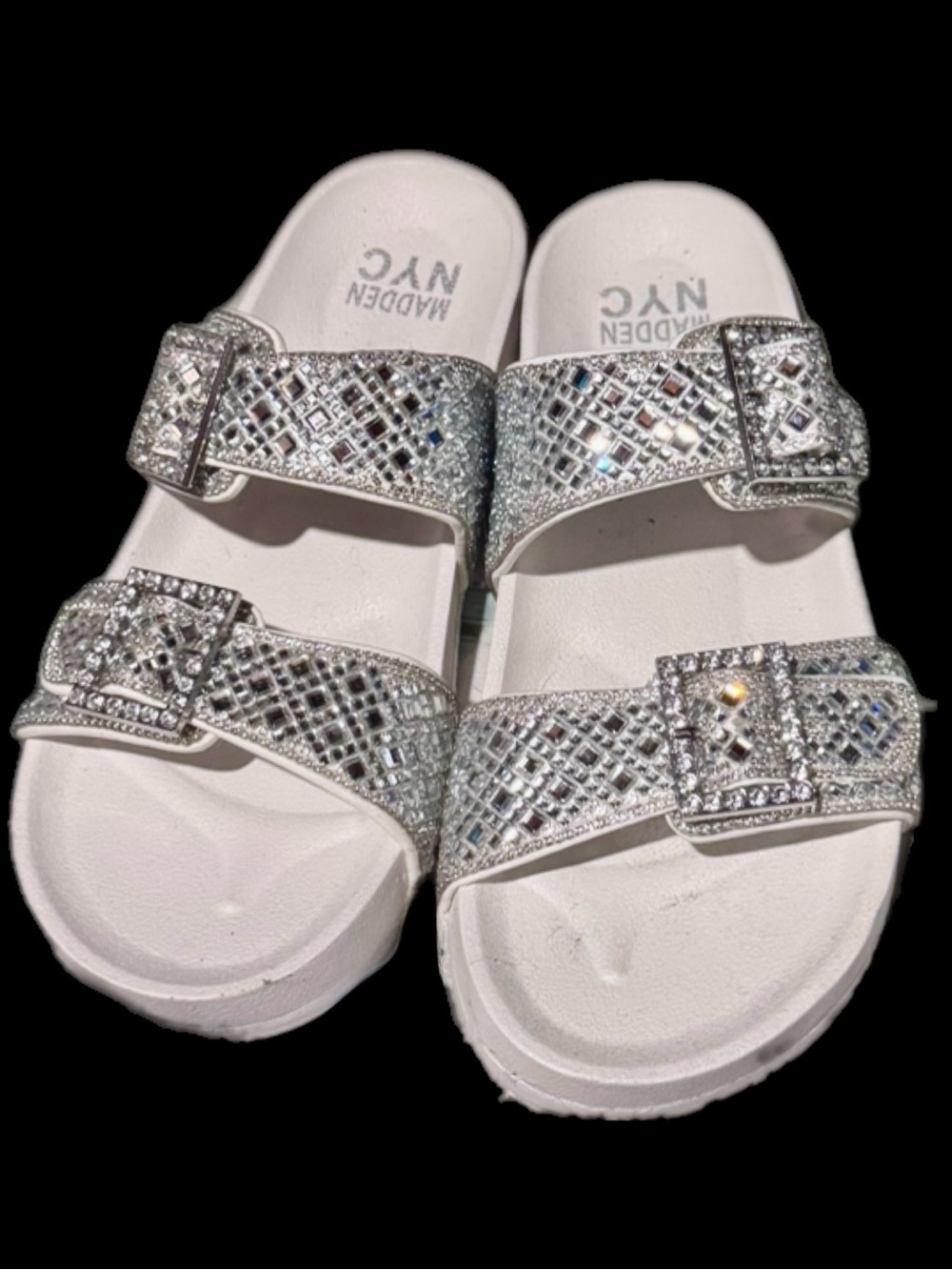 Silver Rhinestone Double-Buckle Sandals - Picture 2 of 10